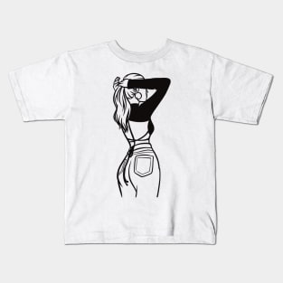 Woman line drawing Kids T-Shirt